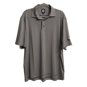 FOOTJOY Men’s Polo Size L Black White Stripes Polyester Spandex Old Hawthorne